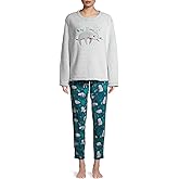 Women's Sleeping Sloth Plush Sherpa Long Sleeve Pajama Set, (Size