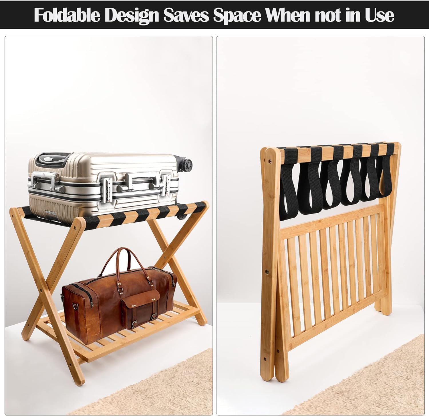 Guest Storage Rack Mua Luggage Rack for Guest Room Set of 2, Suitcase Stand with Storage ...
