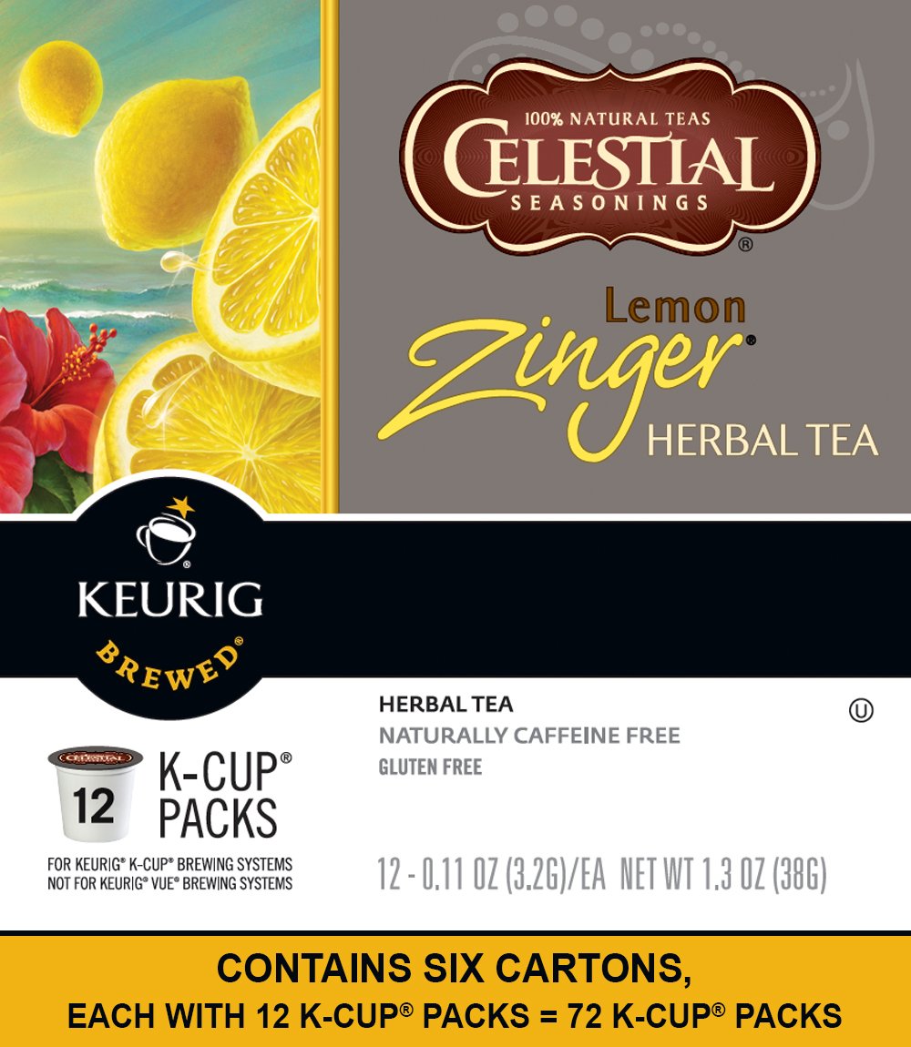 Celestial Seasonings Lemon Zinger Tea, Keurig KCups, 72 Count