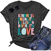 Kindness Teacher Shirt Women Special Education Shirts Teacher Life Love T-Shirt Inspirational Letter Print Tee Top