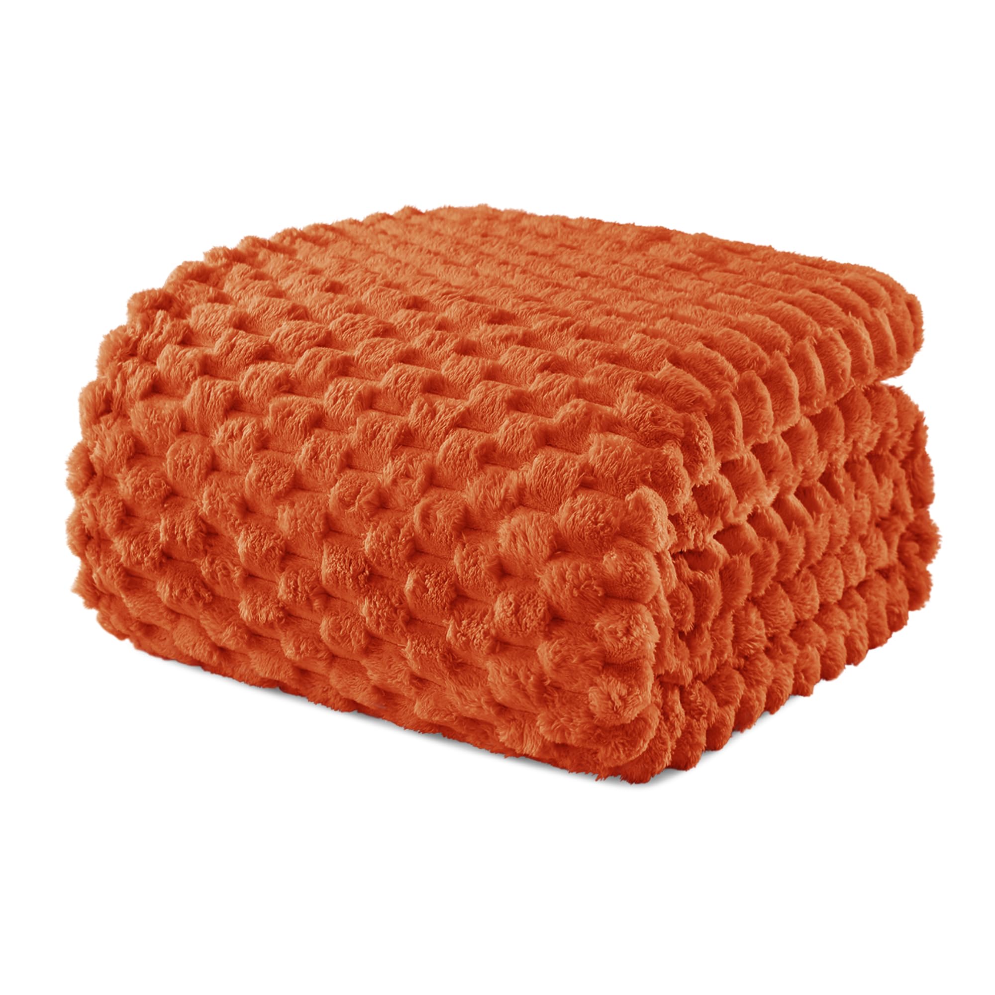 Exclusivo Mezcla Fleece Double Size Blanket for Bed, Extra Large Fuzzy Burnt Orange Bed Blankets, Soft Cozy Plush Sofa Throws for All Seasons, 150x200 CM