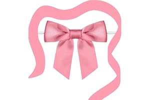 RAINBOW PANA RainbowPana 60 Pack 3.5" Twist Tie Bows and 10ft Ribbon, Luxury Blush Pink Satin Ribbon Pretied Bows, Premade Craft Decoration for Package Cake Pop Favors Cookie, Gift Wrapping Baby Shower Wedding