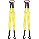 Maasechs 2 Pack Lifting Slings Straps with Hooks Web Slings Capacity Polyester Bridle Sling Heavy Duty Two Leg Lifting Straps for Engines Cranes Hoists Truck(Yellow,3.3ft)