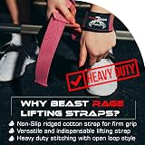 BEAST RAGE Weight Lifting Straps Cotton Padded Gel Grips Pink view 7