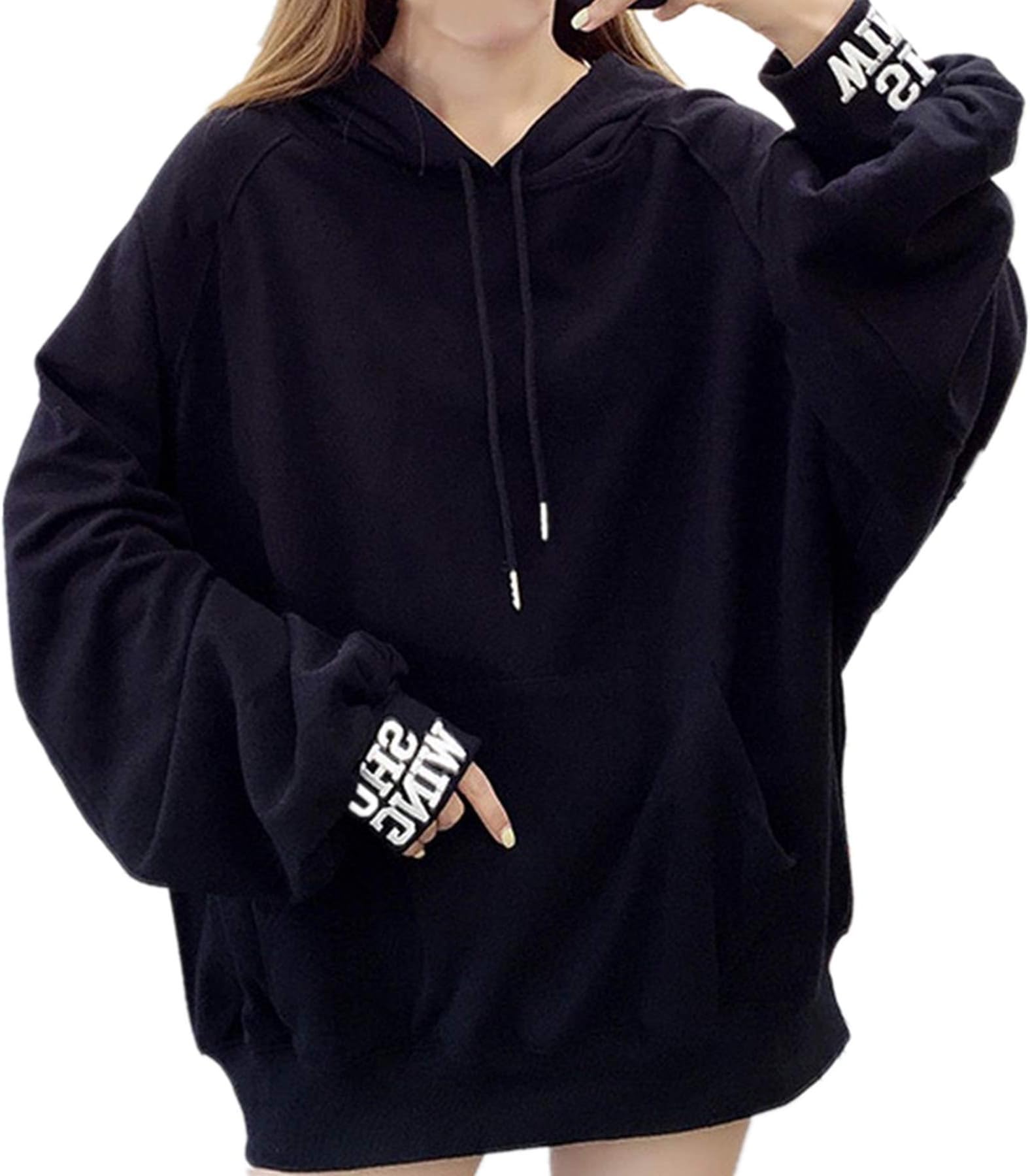 Oversized Hoodie for Teen Girls Hooded Pullover Sweatshirts Womens Plus Size Tops Letter Printed Jumpers Women Casual