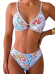 Fanuerg Women's Triangle Bikini Sets O Ring Linked