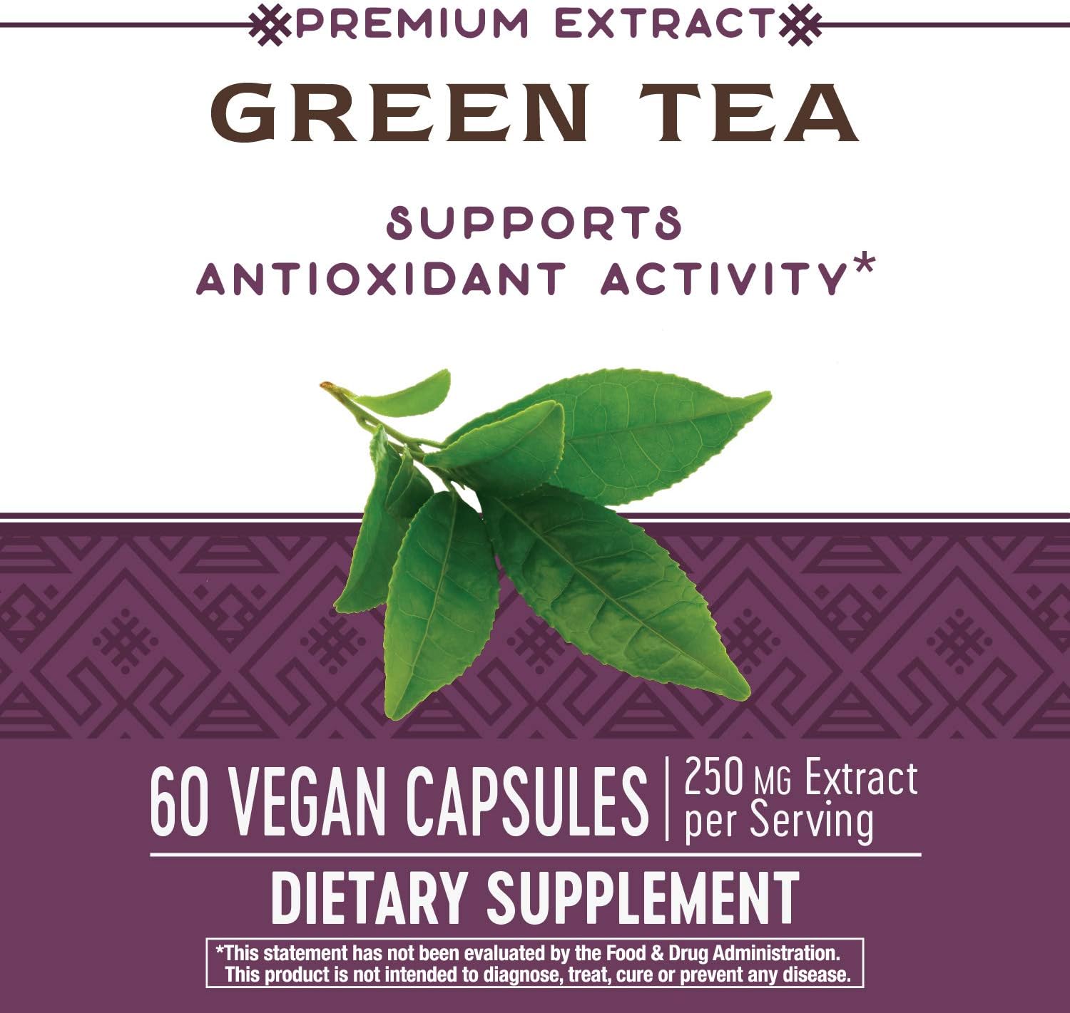 Nature's Way Premium Extract Green Tea 95% Polyphenols (75% Catechins), 250 mg per serving, 60 Capsules: Health & Personal Care