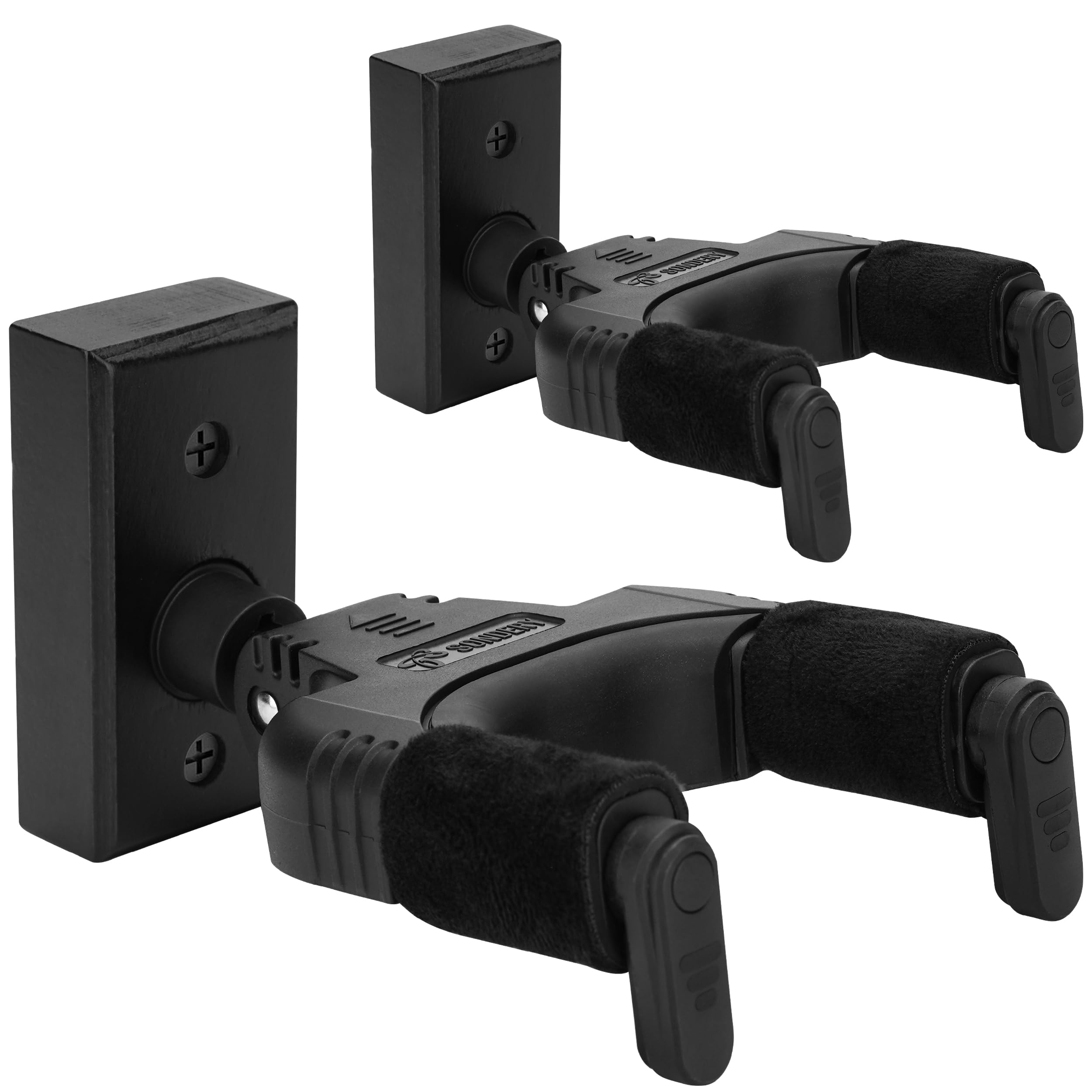 Sondery Guitar Hanger Wall Mount, Auto Lock and Adjustable Hook Holder Wall Stand for Acoustic and Electric Bass Guitars, 2 Pack, Safely Cradles Nitro-Finished and High-End Guitars