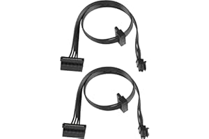 YACSEJAO Motherboard ATX Mini 4-Pin to 2X Right-Angle 15 Pin SATA Power Splitter Cable Apply for HDD、SSD、Optical Drives Sata 