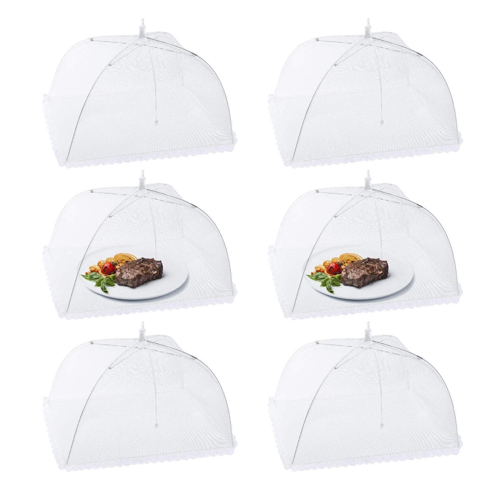 Homealexa 6 Pack 17" Mesh Food Covers Pop Up, Reusable Food Net Covers, Foldable Food Tent Fly Cover for Outdoor BBQ, Picnic, Garden Party, Cake, Fruit & Table