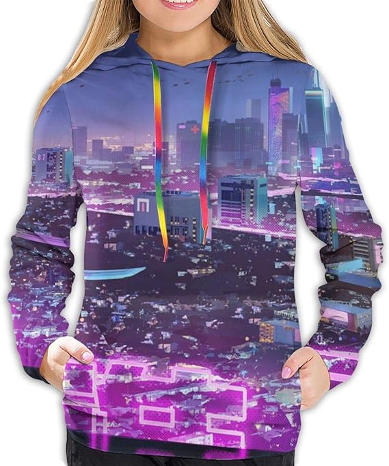 Amazon Co Jp サイバーパンクシティの戦士の少女 パーカー レディース トレーナーパーカー おしゃれ フーディ 長袖 フード付き ポケット付き カジュアル プルオーバー パーカー 服 ファッション小物