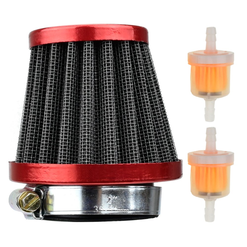 Photo 1 of 38mm Air Filter Plastic Inline Fuel Filters for Chinese GY6 50cc 139QMB Taotao ATM50 VIP Motorcycle Scooter Moped 110cc 125cc Apollo SSR Pit Dirt Bike Red