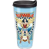 Tervis DC Comics Wonder Woman Retro Made in USA Double Walled Insulated Tumbler Travel Cup Keeps Drinks Cold & Hot, 24oz, Classic