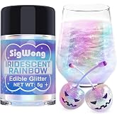 Iridescent Rainbow Edible Glitter - 5g Food Grade Cake Decorating Shimmering Glitter, Edible Sprinkle Luster Dust for Drinks, Chocolates, Fondant, Strawberries, Cupcakes, Candy, Halloween Cookie - Vegan