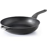 PRICUSIS Nonstick Frying Pan, 8/10/12 Inch Skillet with Stay Cool Handle, Fully Coated, Induction Compatible & Oven Safe, 100% Dishwasher Safe, PTFE & PFOA Free(12 Inch, Black Sesame)