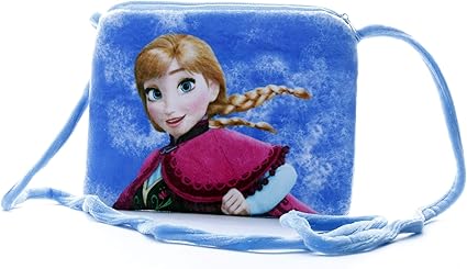 HC Toys LLP Blue Disney Frozen Princess Sister Anna Soft Canvas Sling Bag for Baby Girls Kids (Blue)