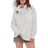 Locachy Womens Casual Oversized Sweatshirt Long Sleeve Button Henley Neck Pullover Tops Fashion Outfits Clothes