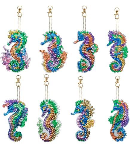 DIY Diamond Painting Keychain Kit – 4Pcs Full Drill Keyring Pendants, Handmade Craft Ornaments