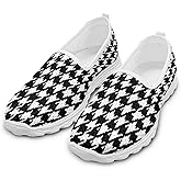 HERCHA Checkered Round Toe Cute Shoes for Office Work Women Elegant Slip On Flat Lightweight Comfortable Walking Shoes Women Summer Casual Daily Wear Gifts for Wife Mom Sister