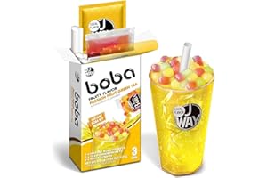 J WAY LOCAL FLAVOR J WAY Instant Passionfruit Pineapple Green Tea Kit with Authentic Fruity Colorful Tapioca Boba, Ready in Under One Minute, Paper Straws Included - 3 Servings