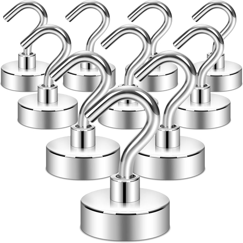 Neosmuk Magnetic Hooks 20kg Heavy Duty 10 Pack Silvery White