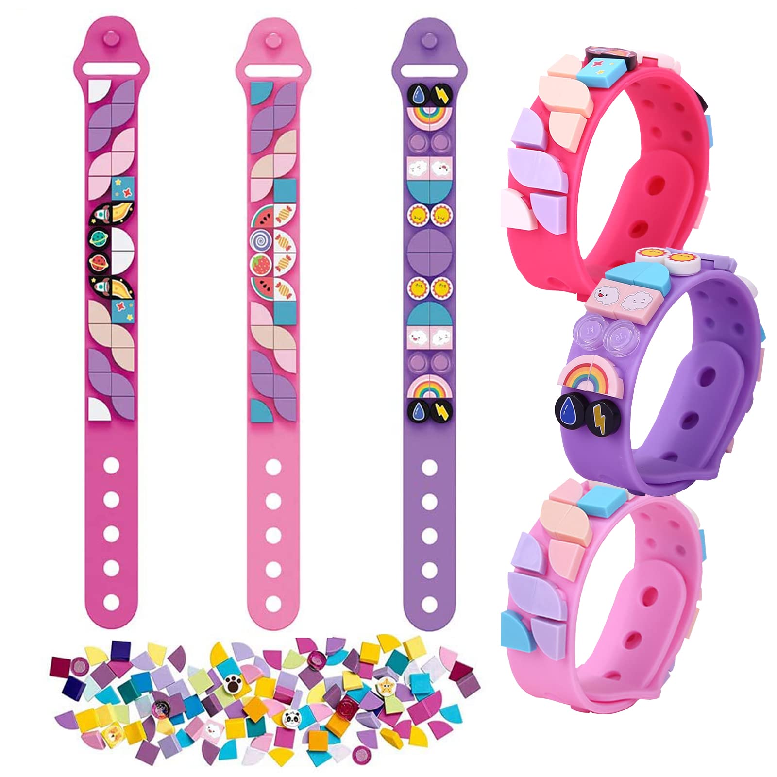 Pwsap 3Pack DIY DOTS Bracelet for Boys Girls, Creative Bracelet Making Kit, Beads Jewellery Set, Dots Construction Toys Kit for Kids