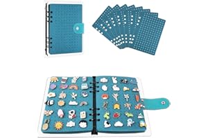 8 Pages A5 Pin Display Book, Clear PVC Cover, Enamel and Board Pin Organizer for Earrings Necklace Ring Studs(Blue)