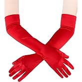 OURIZE Women Long Opera Gloves 1920s Vintage Satin Gloves Prom Party Costume Accessories for Wedding, Party, Halloween