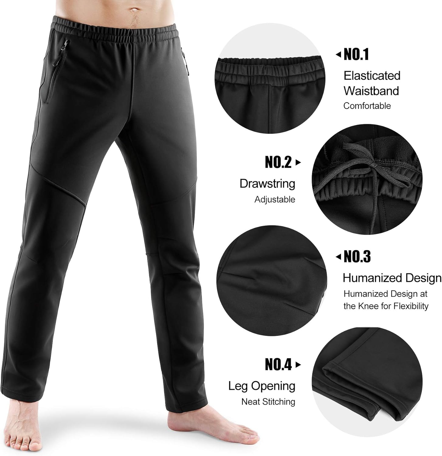 INBIKE Men's Winter Fleece Windproof Thermal Active Pants for Cycling Running Hiking Outdoor Multi Sports : Clothing