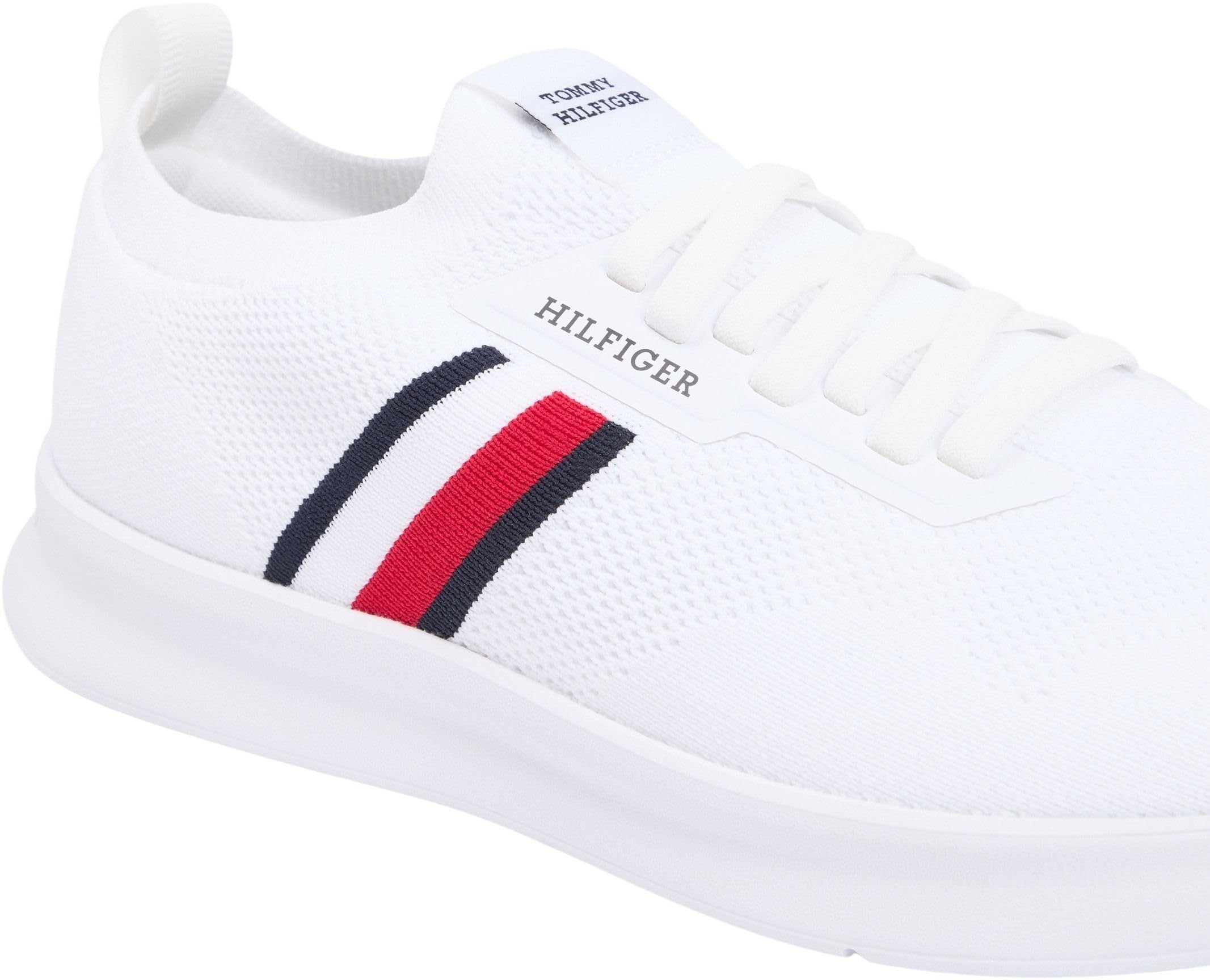 Tommy Hilfiger Herren Runner Sneaker Lightweight Knitted Low Top, Weiß (White), 43 4
