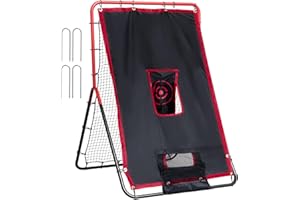 VEVOR Baseball and Softball Rebounder Net, 3.5 x 4.5 ft 2-in-1 Switch Hitter Pitch Trainer, PitchBack Baseball Pitching Retur