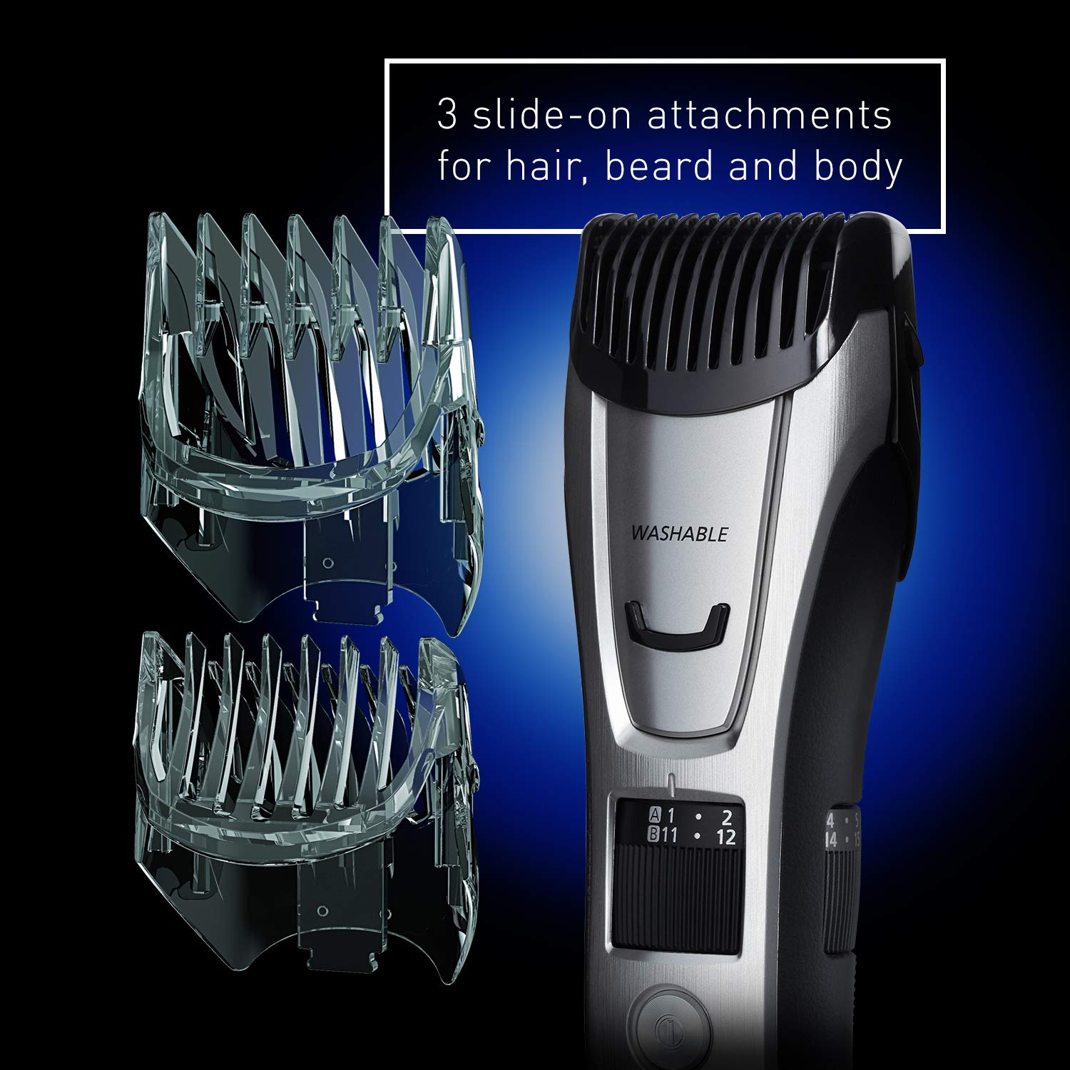 Panasonic Body and Beard Trimmer for Men ERGB80S, Cordless/Corded