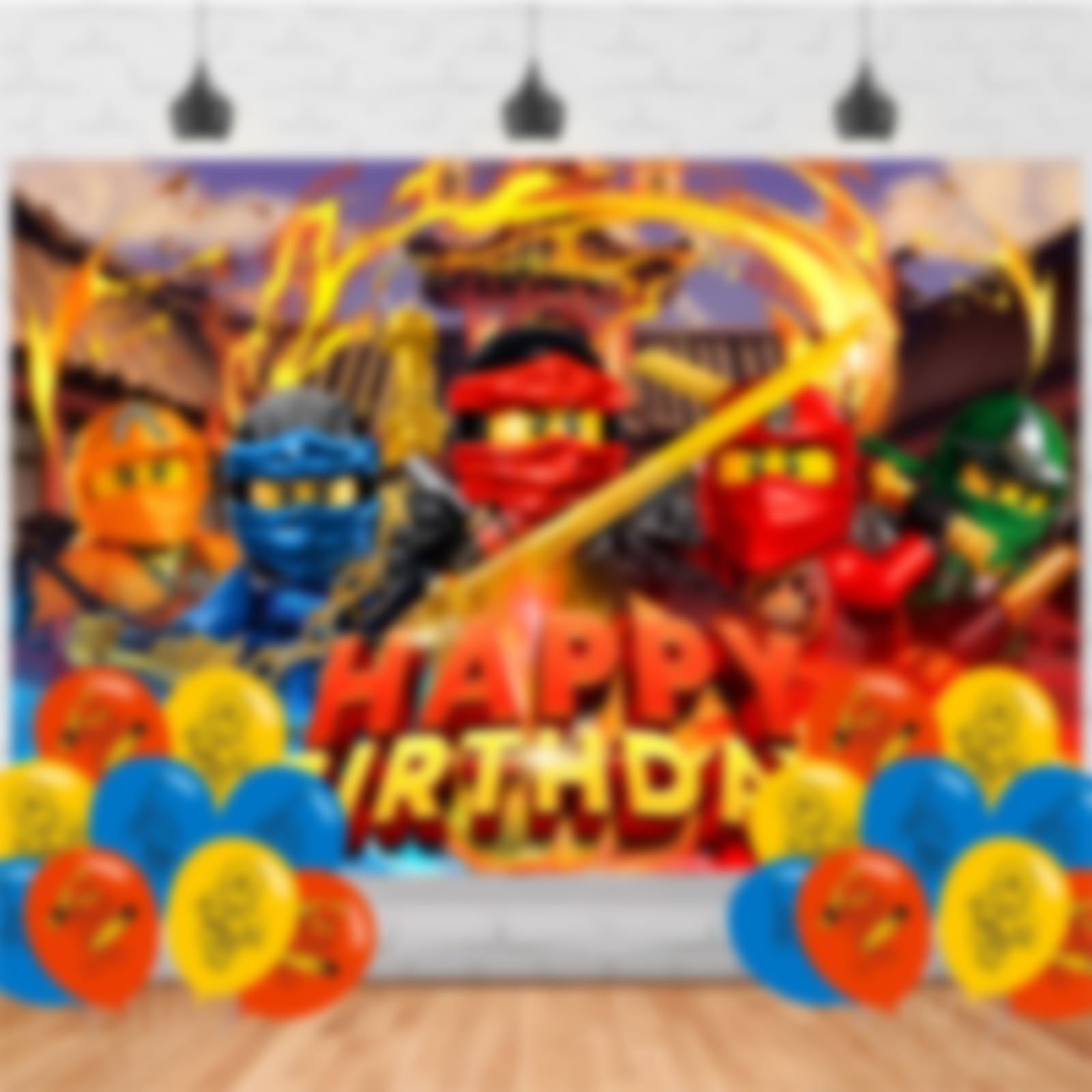 Photo 1 of ????? Birthday Party Backdrop, Cartoon Ninja Birthday Party Decoration, Cartoon NinjaThemed Birthday Banner Shoot Photo Backgrounds Props for Party 5x3ft