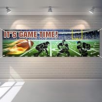 Football Party Banner - 'It's Game Time!' Large Fabric Decor For Birthday, Baby Shower & Game Day - View #7