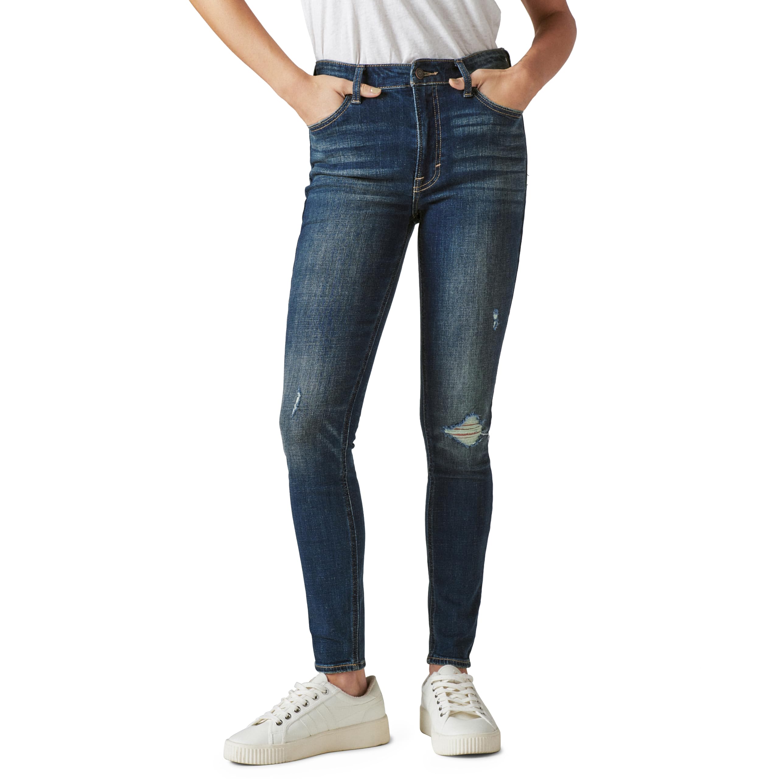 Lucky Brand Women’s High Rise Bridgette Skinny Jean, Lonestar Destruct, 32W X14L