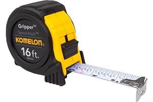 Komelon SM5416 Speed Mark Gripper Acrylic Coated Steel Blade Tape Measure, 16-Inch by 1-Inch, White Blade