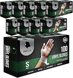 1000 Gorilla Supply Heavy Duty Vinyl Gloves Small 10 of 100 Powder Free 4mil Disposable