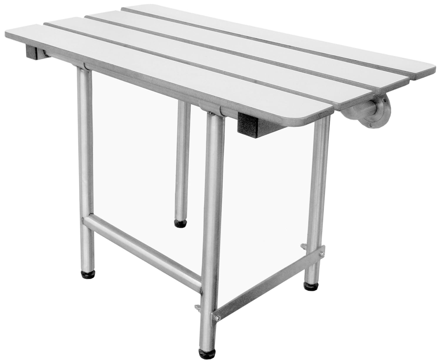 CSI Bathware SEA-SD2216-NH-PH ADA Bathroom Shower Bath Seat, Folding, Wall-Mounted, Rectangular, White Phenolic Seat, 22-Inch by 16-Inch