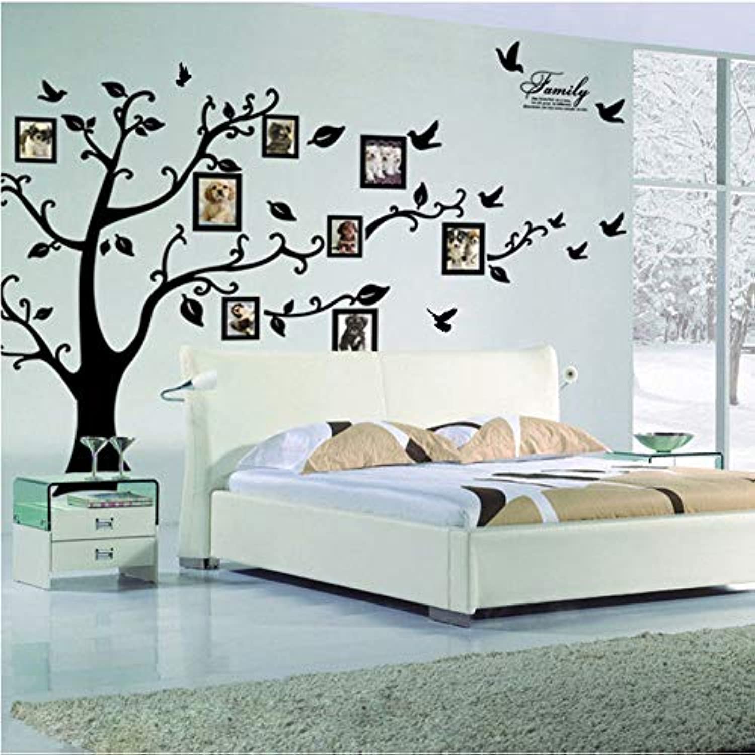 Kibi Store Kibi Family Memory Tree Removable Photo Tree Wall Sticker Tree Shape with Curved Branches and 8 Photo Frames Tree Wall Stickers