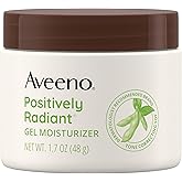 Aveeno Positively Radiant Daily Gel Facial Moisturizer with Hyaluronic Acid & Tone-Correcting Soy, Hydrating & Brightening Gel Face Cream Evens Skin Tone & Texture, Hypoallergenic, 1.7 oz