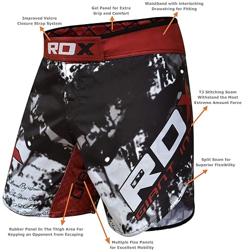 Short De Boxe MMA Muay Thai - Unisexe Taille élastique - Pour Entraînement Fitness Et Combat - Noir/Blanc - 8