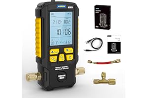 AUTOOL Digital Vacuum Gauge Set, Digital HVAC Vacuum Gauge, with Evacuation Mode, Pressure Leak Test, 0-2000 mbar Range, 2% Accuracy, 7/16-20UNF Interface, 4 Units Switch