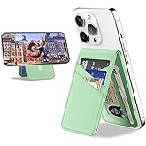 TopMade for MagSafe Wallet Stand, Strongest Magnetic Phone Wallet Card Holder for iPhone 17/16/15/14/13/12 Series, Vegan Leather, RFID Blocking, 5 Card Slots, Open ID Window, Slim, Green