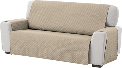 textilhome funda cubre sofa adele 3 plazas protector para sofas acolchado reversible color beige