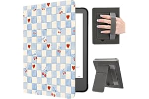 Idocolors Cute Cherry Heart Case for 7"/6.8" Kindle Paperwhite(12th/11th Gen-2024/2021), Slim Foldable Stand PU Shell Cover w
