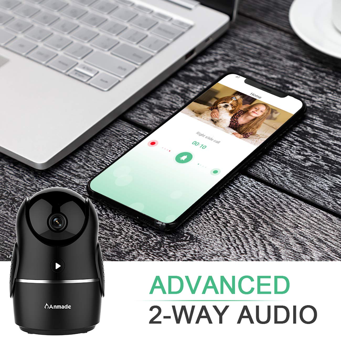 Anmade 1080P Homes Security Camera, Wireless WiFi IP Camera for Home Surveillance with PTZ, Night Vision, 2-Way Audio, Motion Detection, Activity Alerts, 60 Days Free Cloud for Pet/Baby Monitor