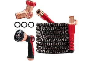 Pocket Hose Copper Head UV w/Pocket Pivot, Expandable Garden Hose 75 FT w/10 Pattern Thumb Sprayer, AS SEEN ON TV, 650psi 3/4in Ultra-Light Solid Copper Anodized Aluminum Fittings No-Kink No-Lead