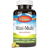 Carlson Mini-Multi, Small Multivitamin Tablets, 180 Mini Tablets | Vitamins &amp; Minerals; Optimal Wellness; Mini Multivitamins; Multivitamin Mini Tabs; Easy to Swallow