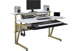 Musiea IM200 Series Tempered Glass Music Studio Workstation with 2 x 4U Rack (Gray)
