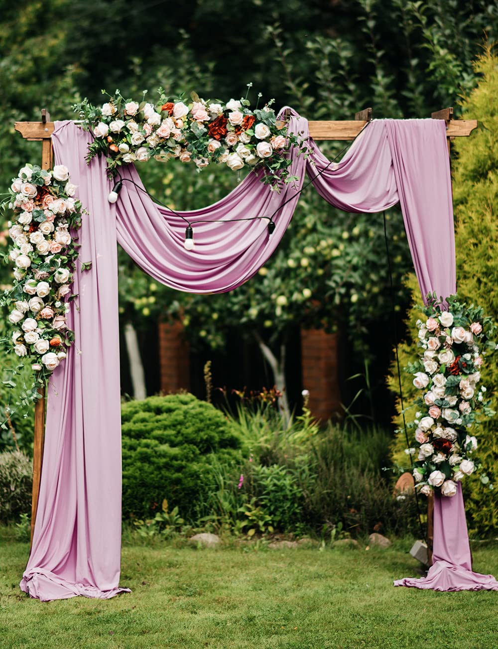 Wedding Arch Drapes Mauve and Gray 2 Pieces 6 Yards Sheer Fabric Drapery Panels for Party Ceremony Stage Reception Decorations